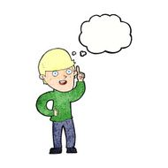 cartoon boy with idea thought bubble N71