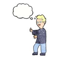 cartoon shocked man with thought bubble N117