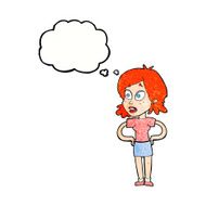 cartoon woman with hands on hips thought bubble N224