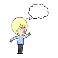 cartoon woman arguing with thought bubble N10