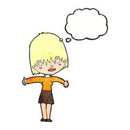 cartoon curious woman with thought bubble N57