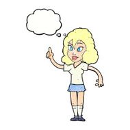 cartoon pretty woman with idea thought bubble N73