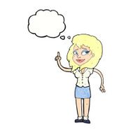cartoon pretty woman with idea thought bubble N74