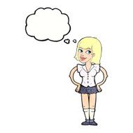 cartoon woman with hands on hips thought bubble N225
