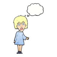 cartoon shocked woman with thought bubble N102