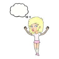 cartoon pretty girl with thought bubble N104