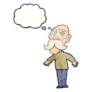 cartoon angry old man with thought bubble N146