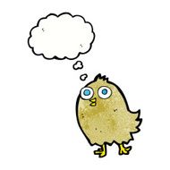 cartoon happy bird with thought bubble N38