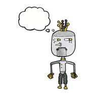 cartoon robot with thought bubble N189