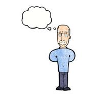 cartoon annoyed balding man with thought bubble N9