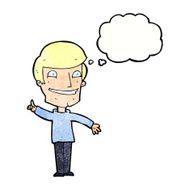 cartoon grinning man with idea thought bubble N11