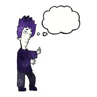 cartoon vampire with thought bubble N130