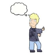 cartoon nervous man with thought bubble N143