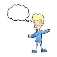 cartoon nervous man with thought bubble N144