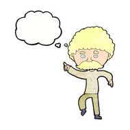 cartoon seventies style man disco dancing with thought bubble N11