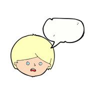 cartoon unhappy boy with speech bubble N67