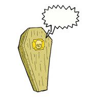 spooky cartoon coffin with speech bubble N23