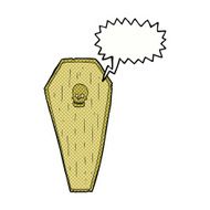 spooky cartoon coffin with speech bubble N24