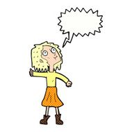 cartoon woman looking up to the sky with speech bubble N12