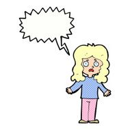 cartoon worried woman with speech bubble N87