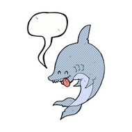 funny cartoon shark with speech bubble N35