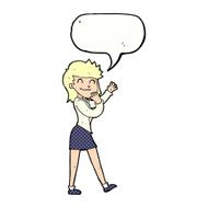 cartoon happy businesswoman with speech bubble N12