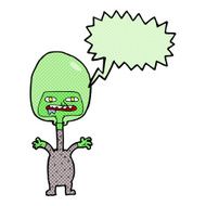 cartoon space alien with speech bubble N22