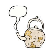 cartoon old tea pot with speech bubble N4
