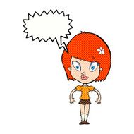 cartoon pretty woman with speech bubble N310