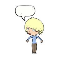 cartoon woman shrugging with speech bubble N68
