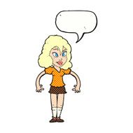 cartoon pretty woman with speech bubble N311