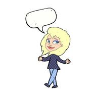 stress free woman cartoon with speech bubble N12