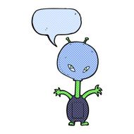 cartoon space alien with speech bubble N23