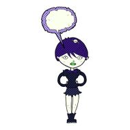 cartoon pretty vampire girl with speech bubble N33