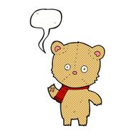 cartoon waving teddy bear with speech bubble N47