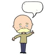 cartoon bald man with idea speech bubble N23