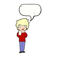 cartoon friendly man with speech bubble N21