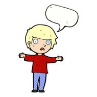 cartoon worried boy with speech bubble N35