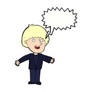 cartoon happy man with speech bubble N511