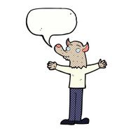 cartoon friendly werewolf with speech bubble N15