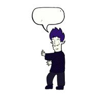 cartoon excited vampire with speech bubble N12