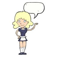cartoon maid with speech bubble N46