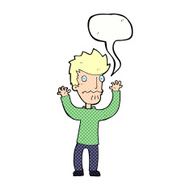 cartoon frightened man with speech bubble N93