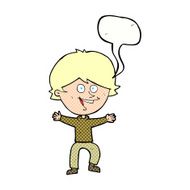 cartoon happy boy laughing with speech bubble N31