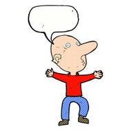 cartoon worried middle aged man with speech bubble N12