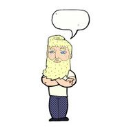 cartoon serious man with beard speech bubble N24