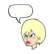 cartoon annoyed woman with speech bubble N209