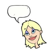 cartoon happy woman with speech bubble N287