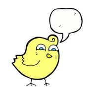 cartoon funny bird with speech bubble N12