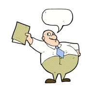 cartoon happy boss with file speech bubble N12